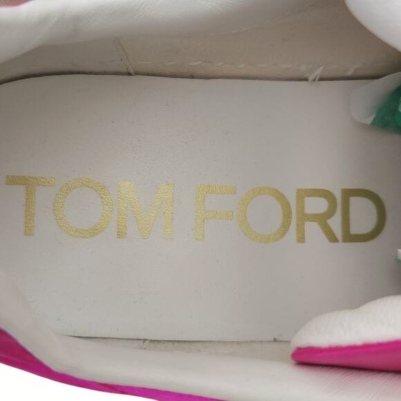 TOM FORD City satin cap toe metallic low top lace up hot pink sneakers Size 38 8 - Picture 10 of 14